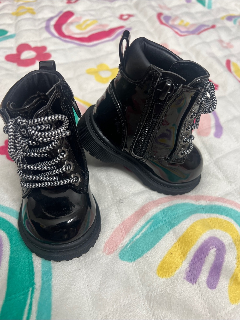 Converse Black Patent Lace-Up Ankle Boots